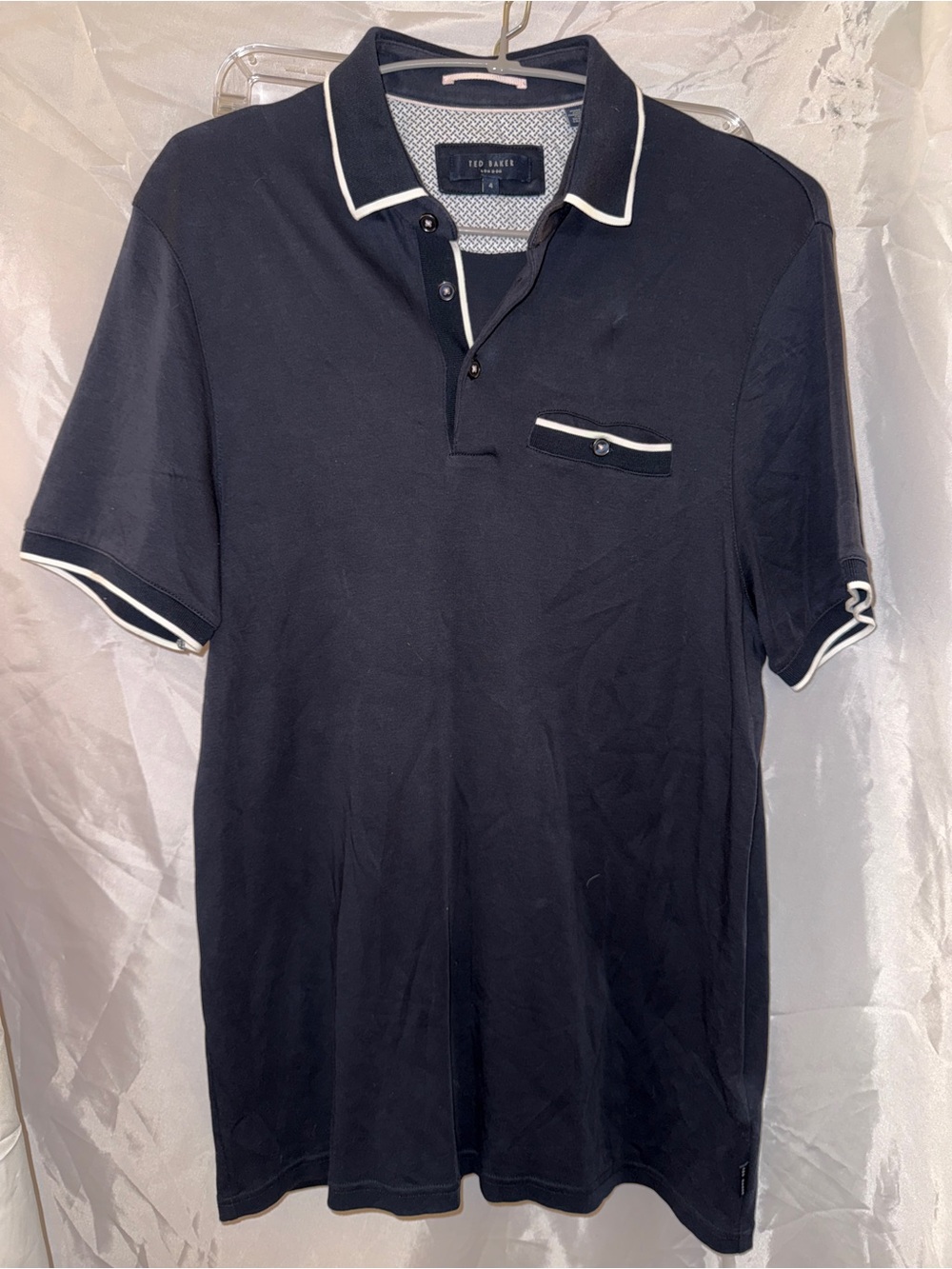 Ted Baker Navy Polo with White Contrast Trim